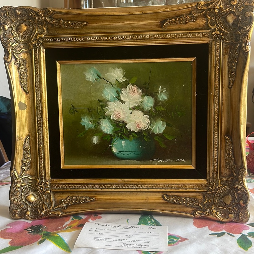 Robert Cox Floral Oil Painting Vintage